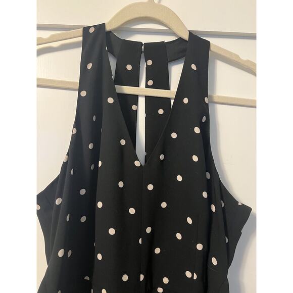 Ann Taylor Black With Tan Polka Dots Racer Back Jumpsuit Size 4 - Picture 8 of 8